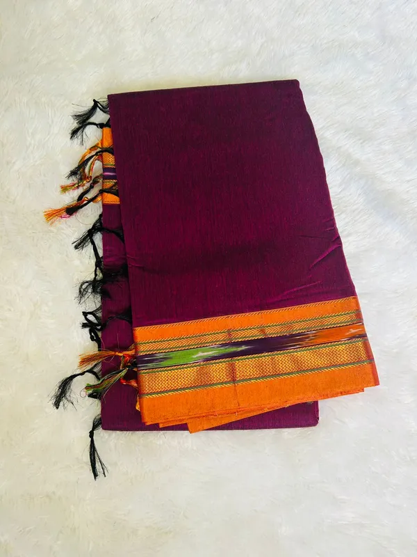 Magenta_Patola_Acrylic_Cotton_Saree_|_With_Unstitched_Blouse_Piece_For_Women