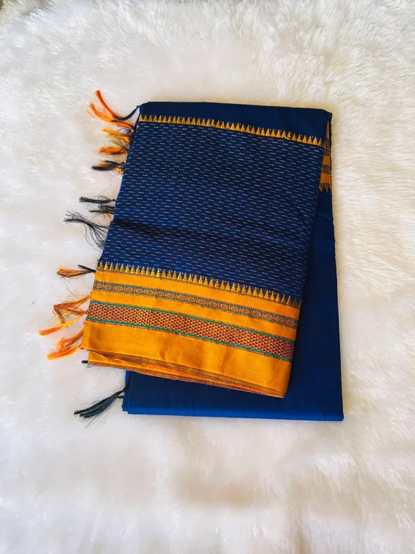Royal_Blue_Kohinoor_Narayanpeth_Cotton_Saree_|_With_Unstitched_Blouse_Piece_For_Women