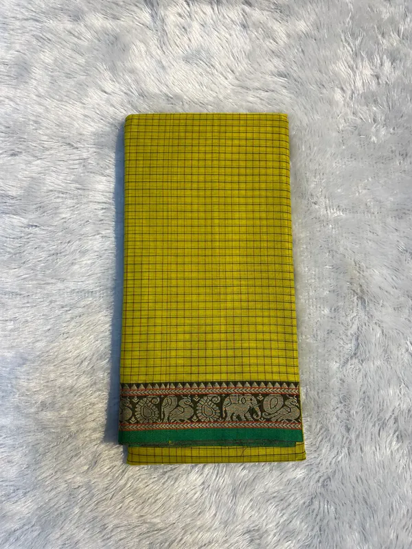 Lemon_yellow_Veda_Narayanpeth_cotton_saare_for_women|_with_unstitched_blouse