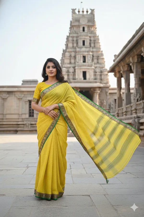 Lemon_yellow_Veda_Narayanpeth_cotton_saare_for_women|_with_unstitched_blouse