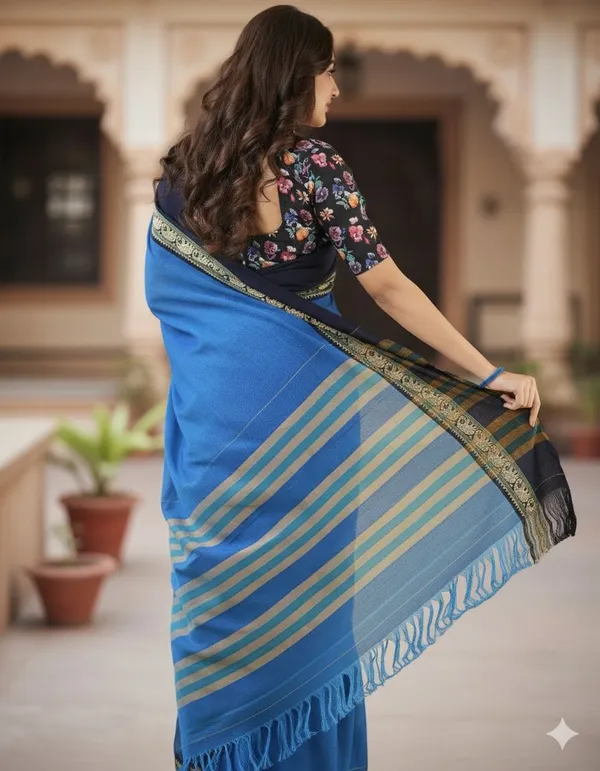 Blue_Nidhi_Narayanpeth_Cotton_Saree_|_With_Unstitched_Blouse_Piece_For_Women