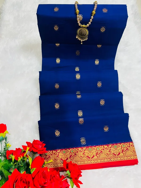 Royal_Blue_Ahalya_Narayanpeth_Cotton_Saree_|_With_Unstitched_Blouse_Piece_For_Women