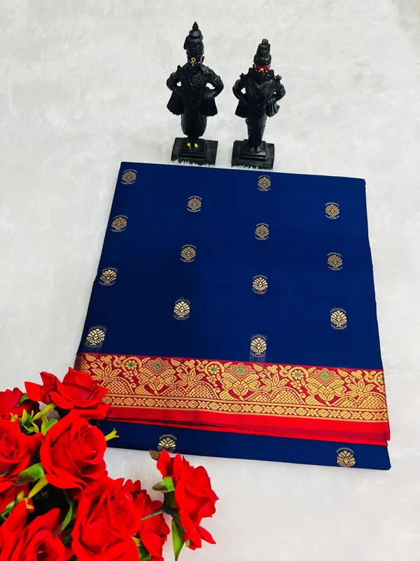 Royal_Blue_Ahalya_Narayanpeth_Cotton_Saree_|_With_Unstitched_Blouse_Piece_For_Women