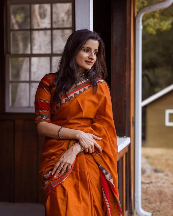 Orange_Divya_Narayanpeth_Cotton_Saree_|_With_Unstitched_Blouse_Piece_For_Women