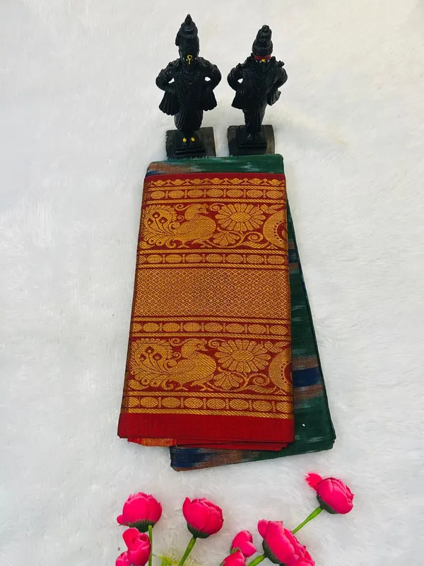 green_Agasti_Narayanpeth_Cotton_Saree_|_With_Unstitched_Blouse_Piece_For_Women