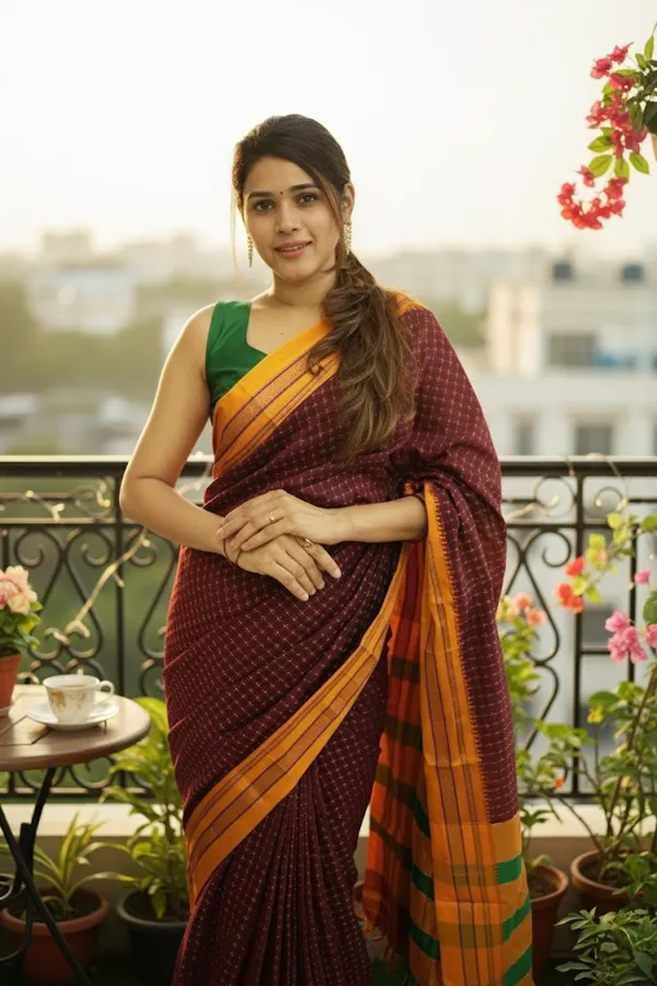 Red_Chacolate_Star_Plus_Narayanpeth_Cotton_Saree_|_With_Unstitched_Blouse_Piece_For_Women