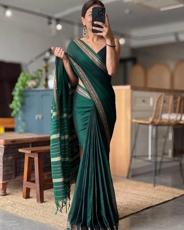 Green_Adhira_Narayanpeth_Cotton_Saree_|_With_Unstitched_Blouse_Piece_For_Women