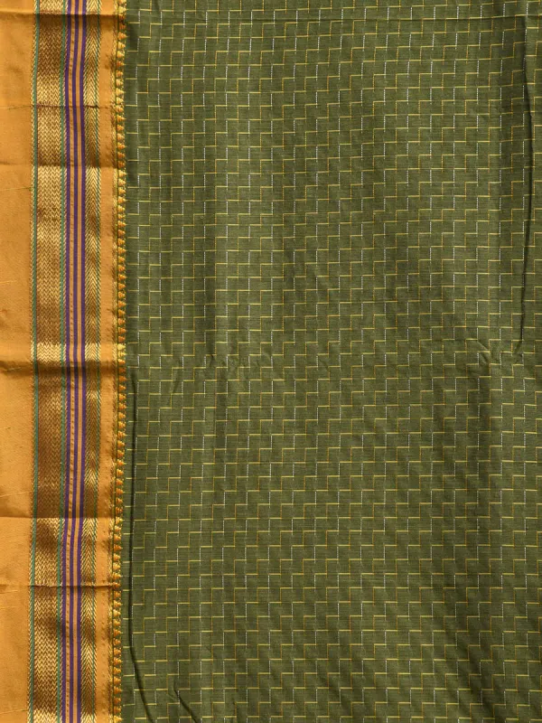 Mehandi_Zigzag_Narayanpeth_Cotton_Saree_|_With_Unstitched_Blouse_Piece_For_Women
