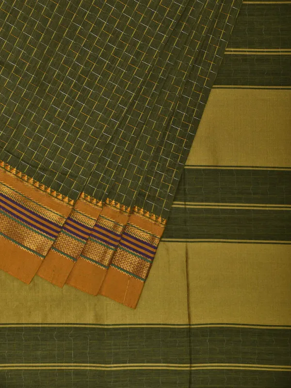 Mehandi_Zigzag_Narayanpeth_Cotton_Saree_|_With_Unstitched_Blouse_Piece_For_Women