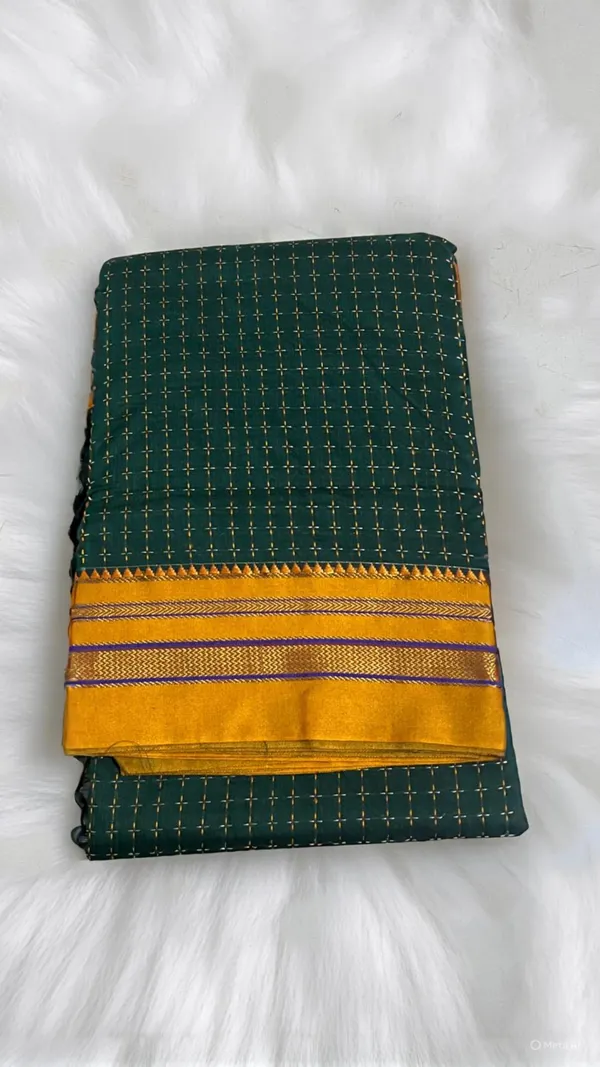Dark_green_Star_Plus_Narayanpeth_Cotton_Saree_|_With_Unstitched_Blouse_Piece_For_Women