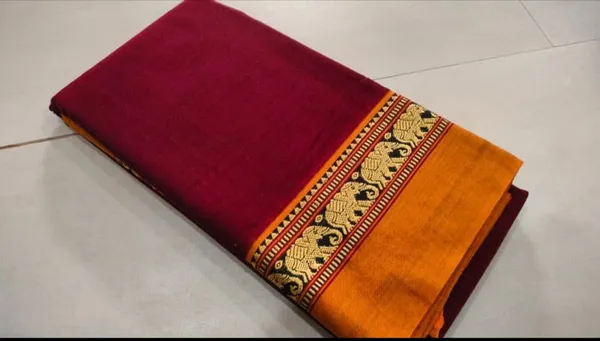 Maroon_Nidhi_Narayanpeth_Cotton_Saree_|_With_Unstitched_Blouse_Piece_For_Women