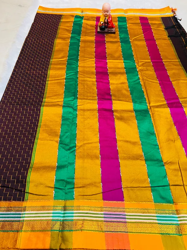 Chacolate_Zigzag_Narayanpeth_Cotton_Saree_|_With_Unstitched_Blouse_Piece_For_Women