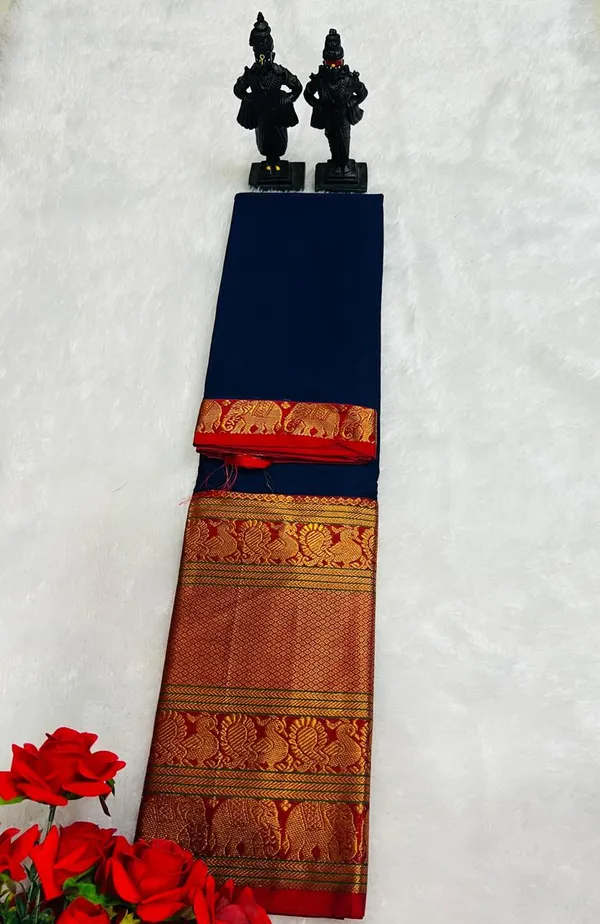 Royal_Blue_Ayodhya_Narayanpeth_Cotton_Saree_|_With_Unstitched_Blouse_Piece_For_Women