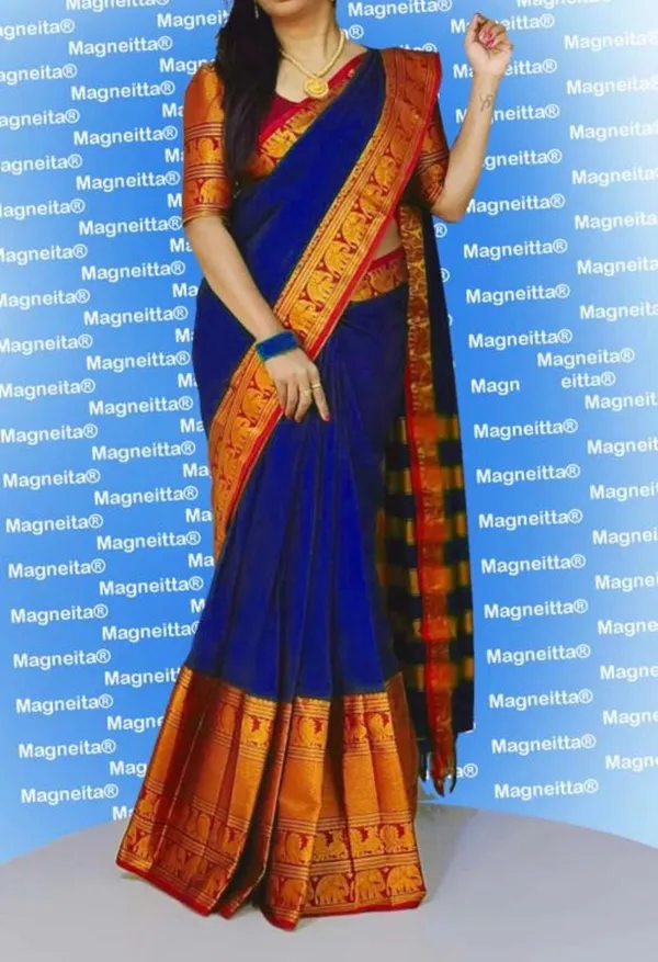Royal_Blue_Ayodhya_Narayanpeth_Cotton_Saree_|_With_Unstitched_Blouse_Piece_For_Women