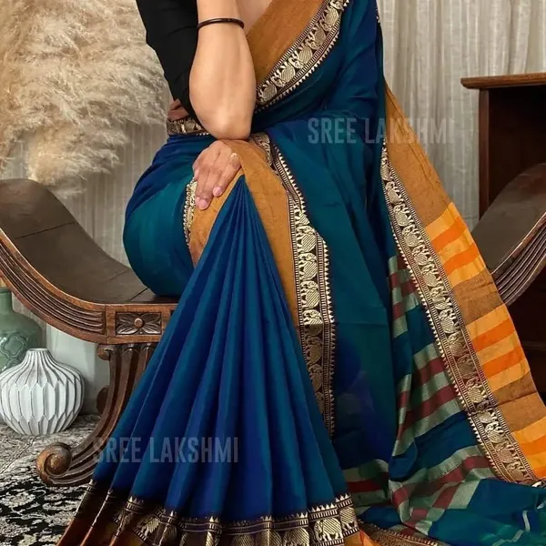 Blue__Nidhi_Narayanpeth_Cotton_Saree_|_With_Unstitched_Blouse_Piece_For_Women