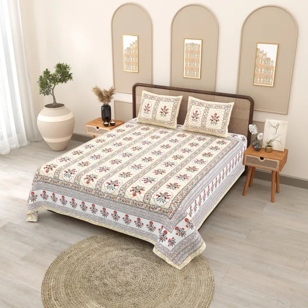 PHULKARI_90*108_Inch_Premium_Quality_DOUBLE_Bedsheet_with_2_Pillow_Covers_(17*27_Inch)