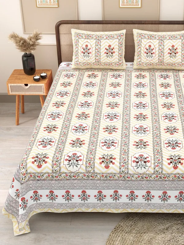 PHULKARI_90*108_Inch_Premium_Quality_DOUBLE_Bedsheet_with_2_Pillow_Covers_(17*27_Inch)