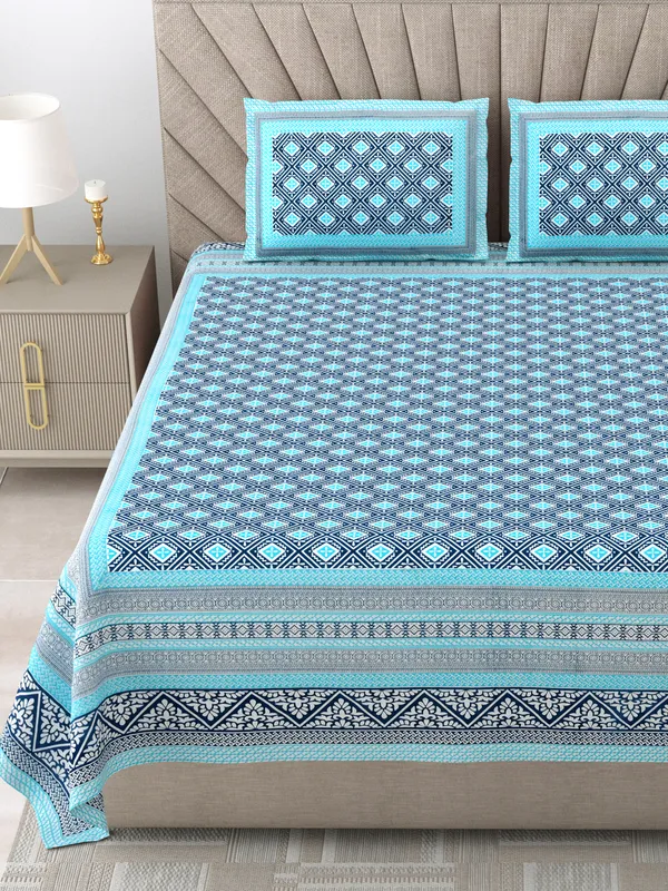 250_TC_Pure_Cotton_|_Multicolor_Traditional_Jaipuri_Prints_|_Premium_Quality_King_Size_Bedsheet_with_2_Pillow_Covers_(90*108_Inch)