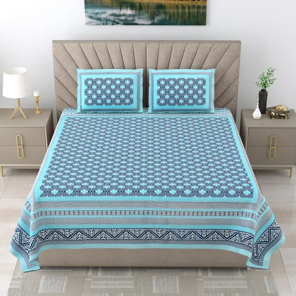 250_TC_Pure_Cotton_|_Multicolor_Traditional_Jaipuri_Prints_|_Premium_Quality_King_Size_Bedsheet_with_2_Pillow_Covers_(90*108_Inch)