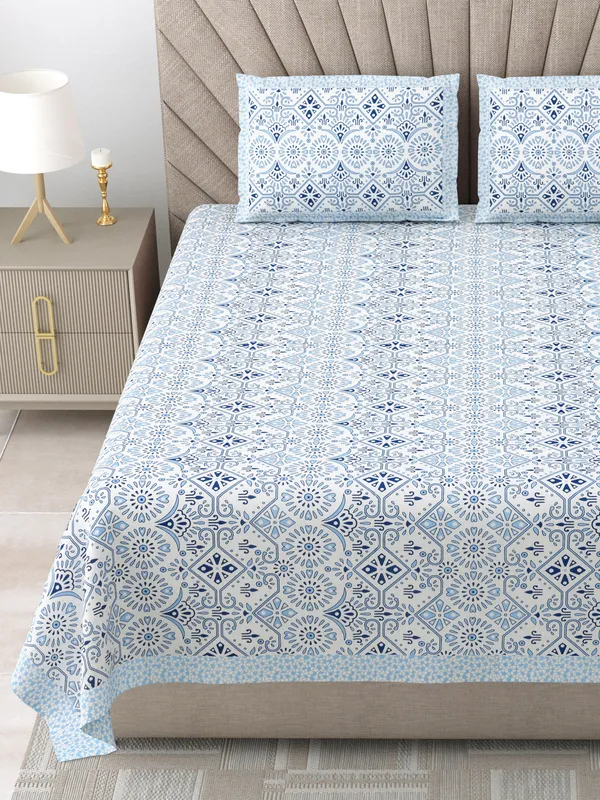 250_TC_Pure_Cotton_|_Multicolor_Traditional_Jaipuri_Prints_|_Premium_Quality_King_Size_Bedsheet_with_2_Pillow_Covers_(90*108_Inch)