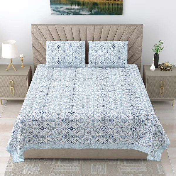 250_TC_Pure_Cotton_|_Multicolor_Traditional_Jaipuri_Prints_|_Premium_Quality_King_Size_Bedsheet_with_2_Pillow_Covers_(90*108_Inch)
