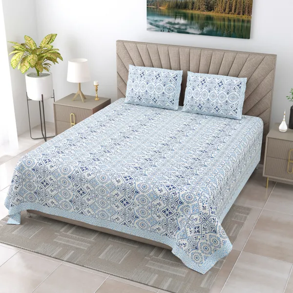 250_TC_Pure_Cotton_|_Multicolor_Traditional_Jaipuri_Prints_|_Premium_Quality_King_Size_Bedsheet_with_2_Pillow_Covers_(90*108_Inch)