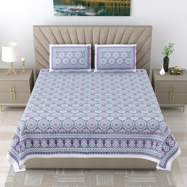 250_TC_Pure_Cotton_|_Multicolor_Traditional_Jaipuri_Prints_|_Premium_Quality_King_Size_Bedsheet_with_2_Pillow_Covers_(90*108_Inch)