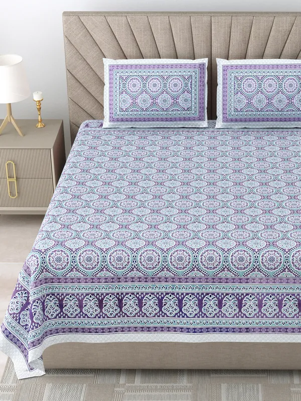 250_TC_Pure_Cotton_|_Multicolor_Traditional_Jaipuri_Prints_|_Premium_Quality_King_Size_Bedsheet_with_2_Pillow_Covers_(90*108_Inch)