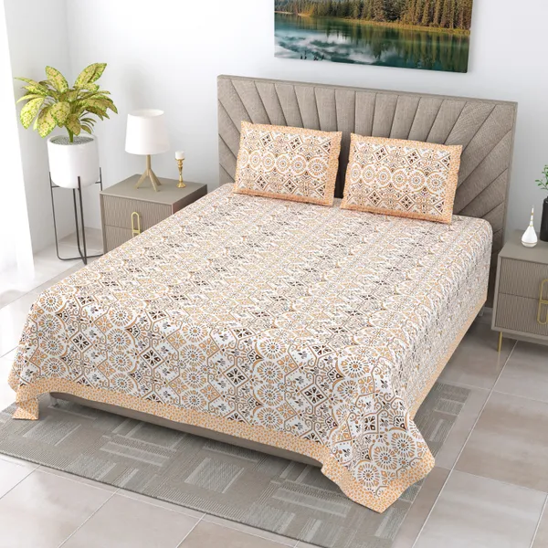 250_TC_Pure_Cotton_|_Multicolor_Traditional_Jaipuri_Prints_|_Premium_Quality_King_Size_Bedsheet_with_2_Pillow_Covers_(90*108_Inch)