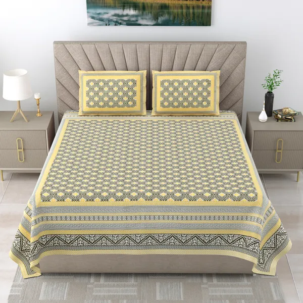 250_TC_Pure_Cotton_|_Multicolor_Traditional_Jaipuri_Prints_|_Premium_Quality_King_Size_Bedsheet_with_2_Pillow_Covers_(90*108_Inch)