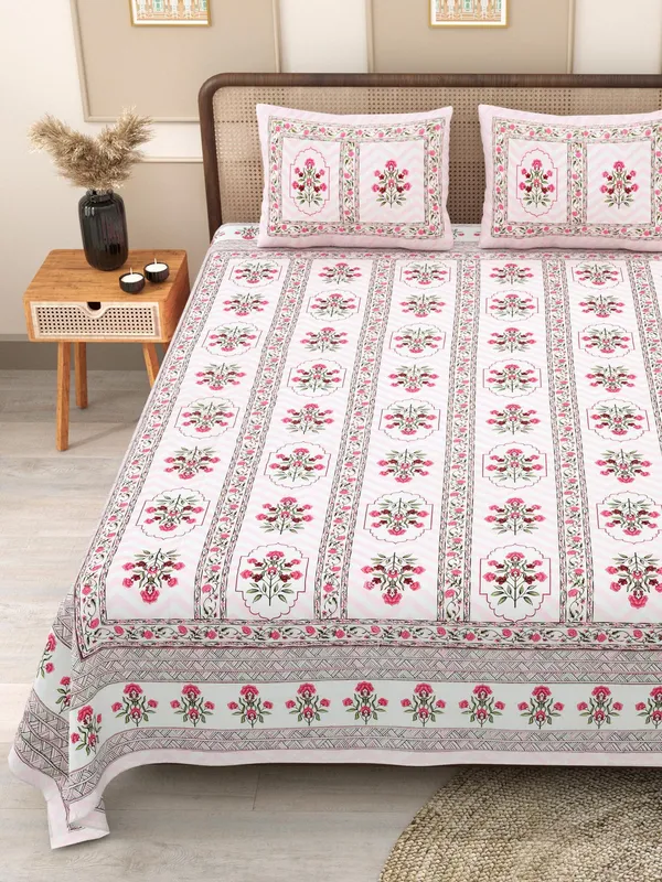 PHULKARI_90*108_Inch_Premium_Quality_DOUBLE_Bedsheet_with_2_Pillow_Covers_(17*27_Inch)