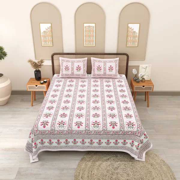 PHULKARI_90*108_Inch_Premium_Quality_DOUBLE_Bedsheet_with_2_Pillow_Covers_(17*27_Inch)