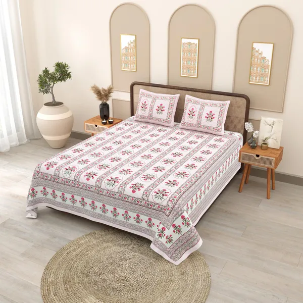 PHULKARI_90*108_Inch_Premium_Quality_DOUBLE_Bedsheet_with_2_Pillow_Covers_(17*27_Inch)