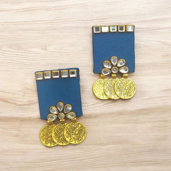 Handmade_Blue__Colour_Kundan_Earrings_With_Coins