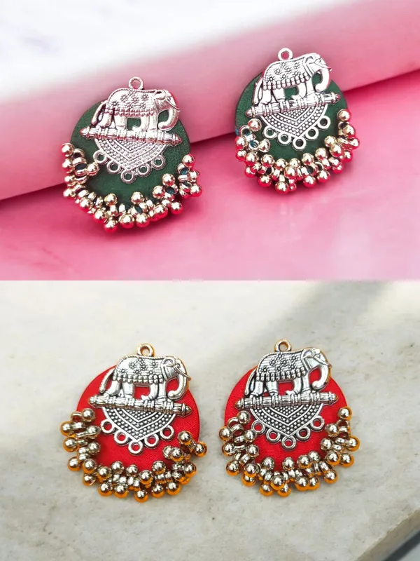 Elephant_Stud_Fabric_Handmade_Combo_Earrings_For_Women_(Pack_Of_2)