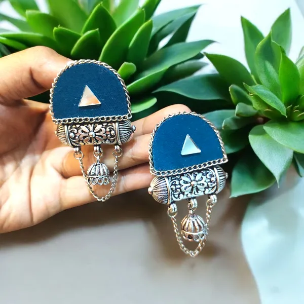 Blue_Colour_Fabric_Handmade_Jhumka