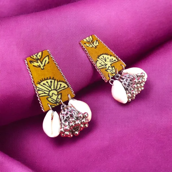 Dark_Yellow_Fabric_Handmade__Danglers_With_Jhumka_For_Women