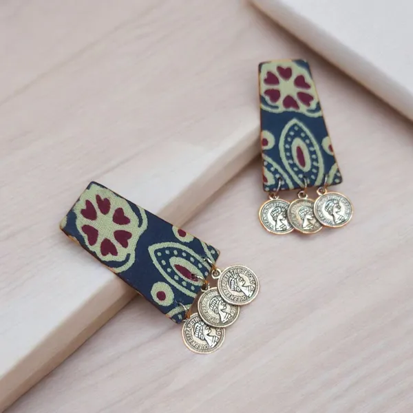 Blue_Fabric_Handmade_Danglers_With_Coins_For_Women