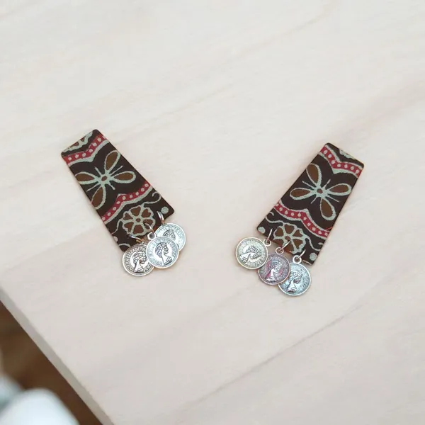 Multicolor_Fabric_Handmade_Danglers_With_Silver_Coins_For_Women