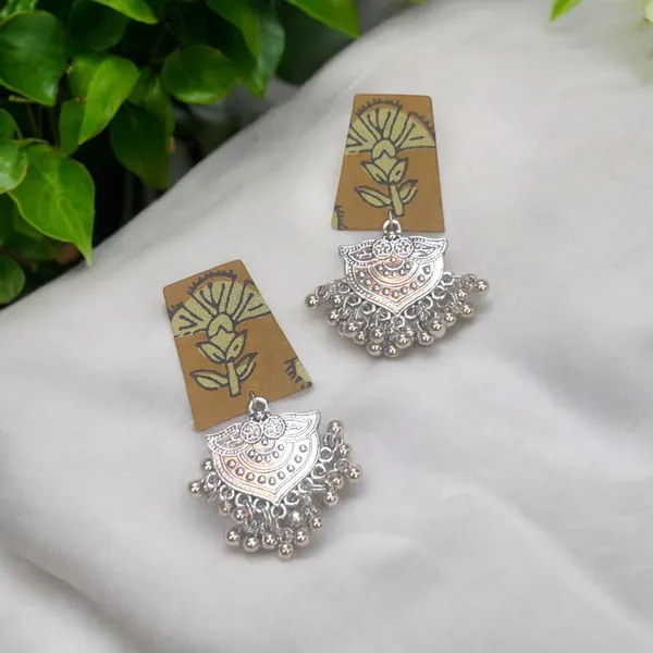 Mustard_Colour_Block_Fabric_Handmade_Print_Danglers