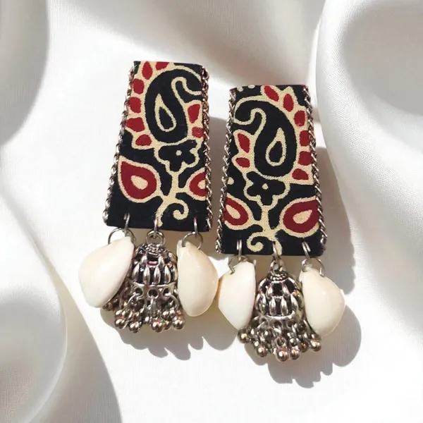 Multi_Colour_Fabric_Handmade_Danglers_With_Jhumka_For_Women