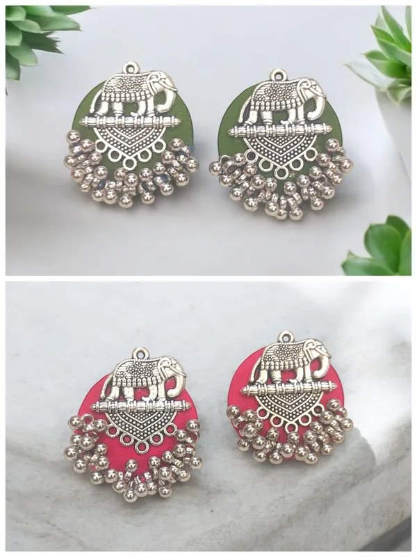 Elephant_Stud_Fabric_Handmade_Combo_Earrings_For_Women_(Pack_Of_2)