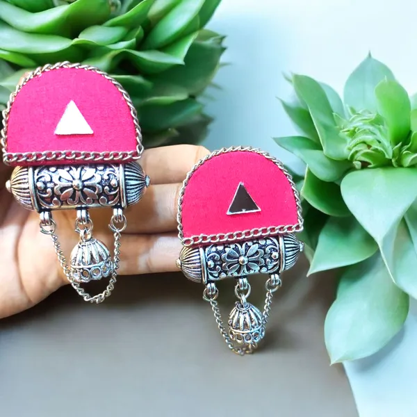 Magenta_Fabric_Handmade_Jhumka