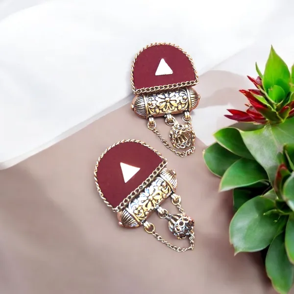 Maroon_Colour_Fabric_Handmade_Jhumka