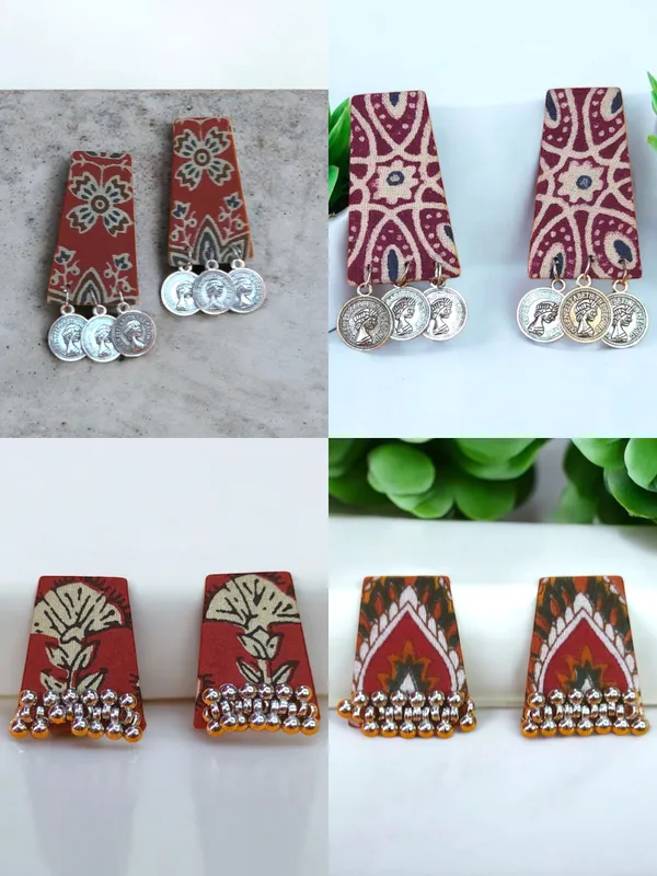 Multicolor_Handmade_Hand_Crafted_Earrings_For_Woman_And_Girls_(Pack_Of_4)