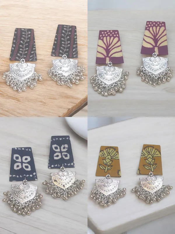 Multicolor_Handmade_Hand_Crafted_Earrings_For_Woman_And_Girls_(Pack_Of_4)