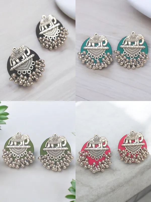 Multicolor_Handmade_Hand_Crafted_Earrings_For_Woman_And_Girls_(Pack_Of_4)