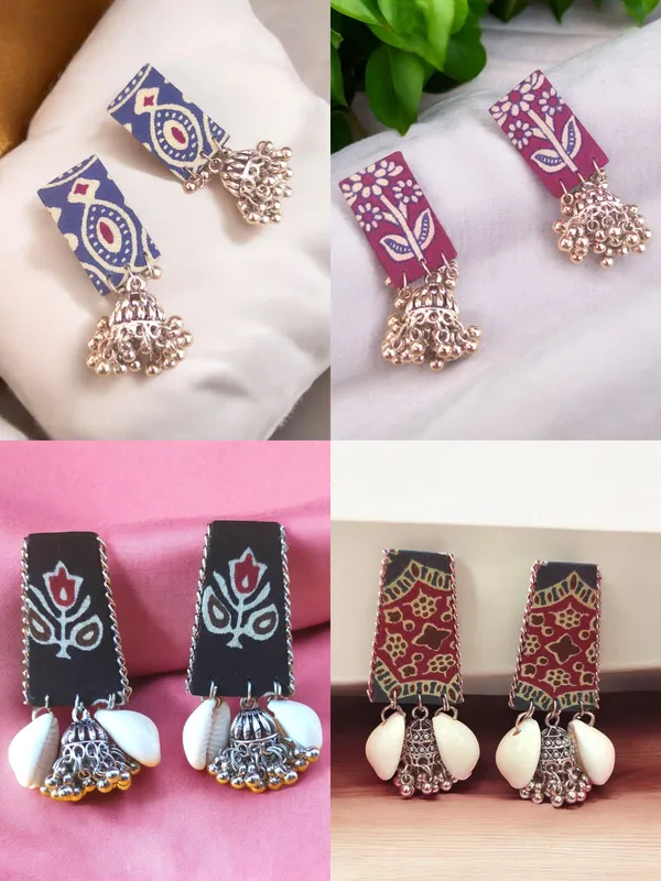 Multicolor_Handmade_Hand_Crafted_Earrings_For_Woman_And_Girls_(Pack_Of_4)