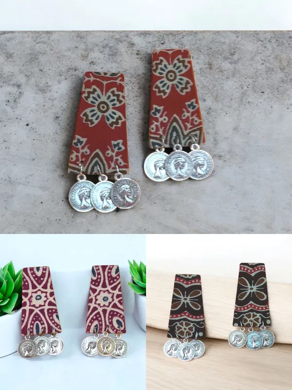Multicolor_Handmade_Hand_Crafted_Earrings_For_Woman_And_Girls_(Pack_Of_3)
