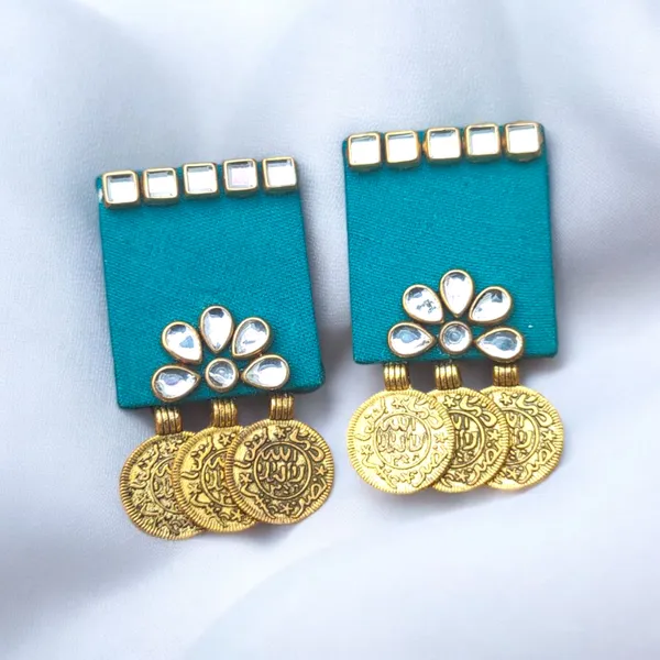 Handmade_Ocean_Blue__Colour_Kundan_Earrings_With_Coins
